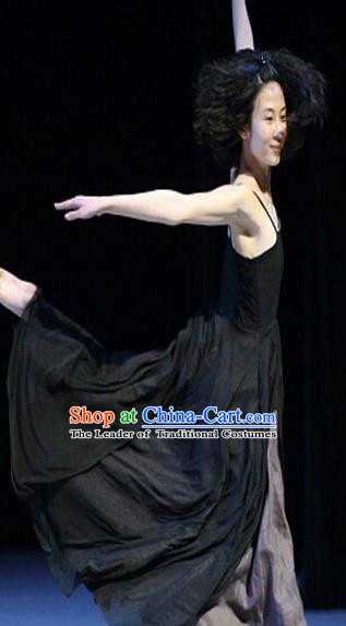 Traditional Modern Dancing Compere Costume, Opening Classic Chorus Singing Group Dance Dress Tu Tu Dancewear, Modern Dance Classic Ballet Dance Black Elegant Dress for Women