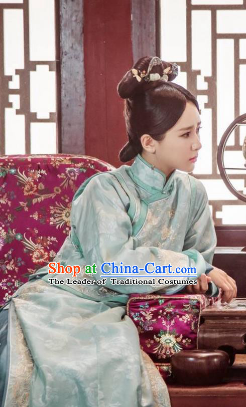 Traditional Ancient Chinese Imperial Princess Costume, Chinese Qing Dynasty Manchu Palace Manchu Nobility Lady Dress, Chinese Legend of Dragon Ball Mandarin Fermale Robes, Ancient China Imperial Consort Embroidered Clothing for Women