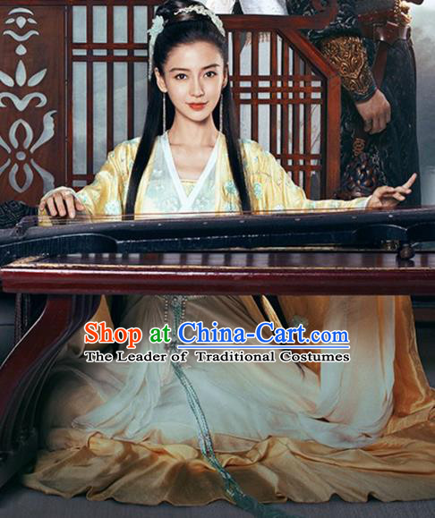 Traditional Ancient Chinese Female Swordsman Costume, Chinese Warring States Period Imperial Princess Fairy Elegant Dress, Cosplay Imperial Consort Chinese Nobility Hanfu Tailing Clothing for Women