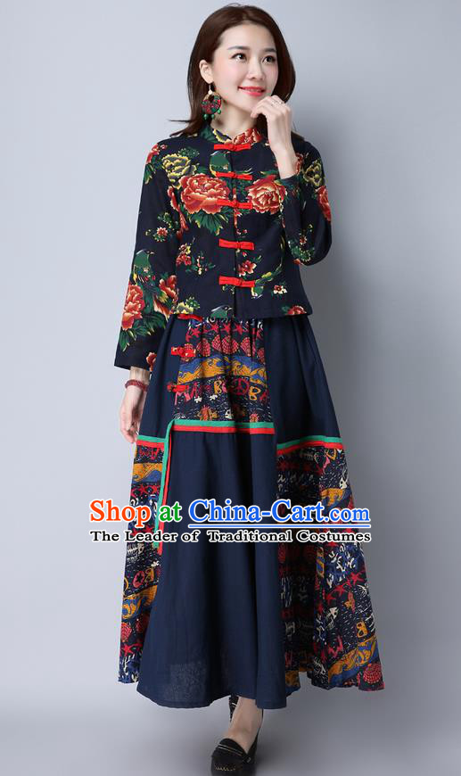 Traditional Ancient Chinese National Costume, Elegant Hanfu Stand Collar Black Jacket, China Tang Suit Plated Buttons Coat, Upper Outer Garment Coat Clothing for Women