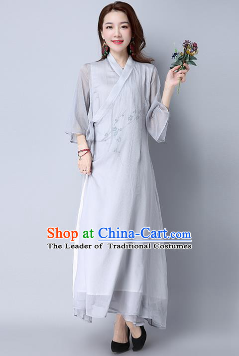 Traditional Ancient Chinese National Costume, Elegant Hanfu Mandarin Qipao Slant Opening Double-Deck Dress, China Tang Suit Chirpaur Republic of China Cheongsam Upper Outer Garment Elegant Dress Clothing for Women