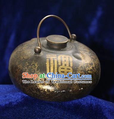 Traditional Chinese Miao Nationality Crafts Decoration Accessory Bronze Flagon, Hmong Handmade Dragon Flagon Ornaments, Miao Ethnic Minority Exorcise Evil Wine Pot