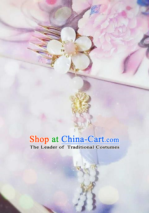 Traditional Handmade Chinese Ancient Classical Hair Accessories, Han Dynasty Barrettes Hairpin, Hanfu Hair Sticks Shell Hair Comb Jewellery, Hair Fascinators Hairpins for Women