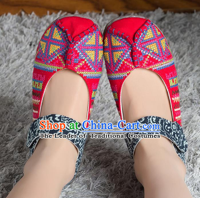 Traditional Chinese Shoes, China Handmade Linen Embroidered Pink Shoes, Ancient Princess Cloth Shoes for Women