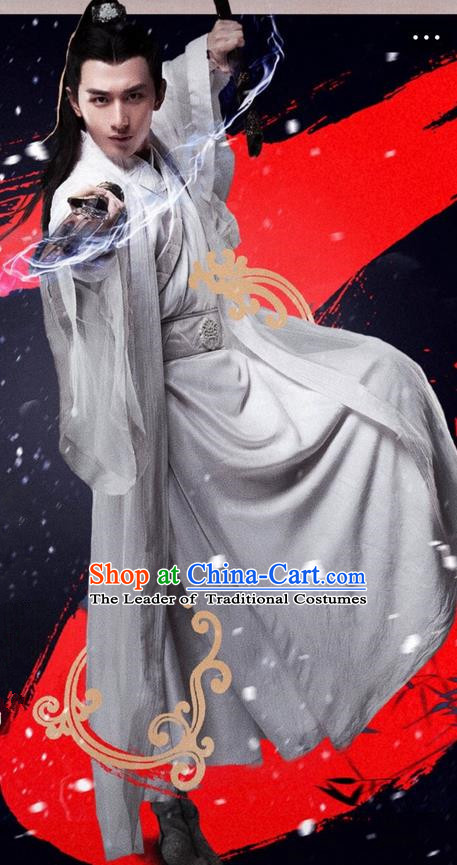 Traditional Ancient Chinese Elegant Swordsman Costume, Chinese Jiang hu Disciple Dress, Cosplay Chinese Television Drama Jade Dynasty Qing Yun Faction Young Justice Hanfu Clothing for Men