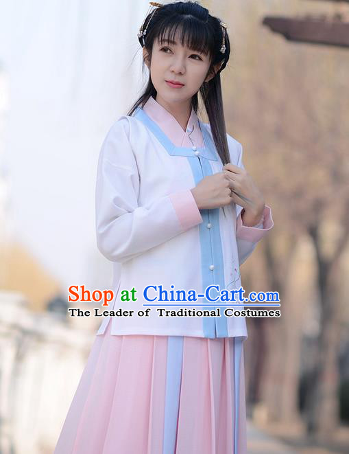 Traditional Ancient Chinese Young Lady Costume Embroidered Sleeveless Over-dress, Elegant Hanfu Vests Clothing Chinese Ming Dynasty Imperial Princess Dress Clothing for Women