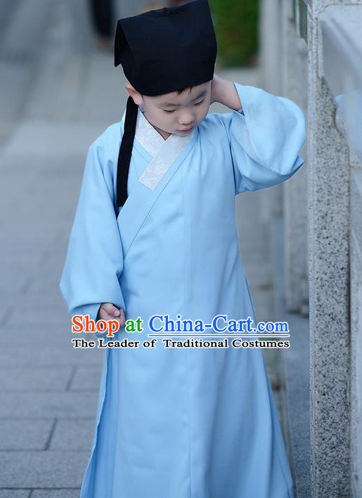Traditional Ancient Chinese Children Elegant Costume Slant Opening Robe, Elegant Hanfu Clothing Chinese Ming Dynasty Scholar Clothing for Kids