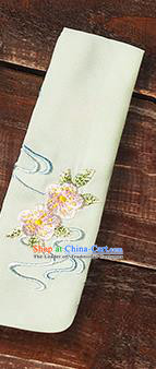 Traditional Ancient Chinese Young Lady Elegant Embroidered Peach Blossom Beige Snood Hairlace Bandeau for Women