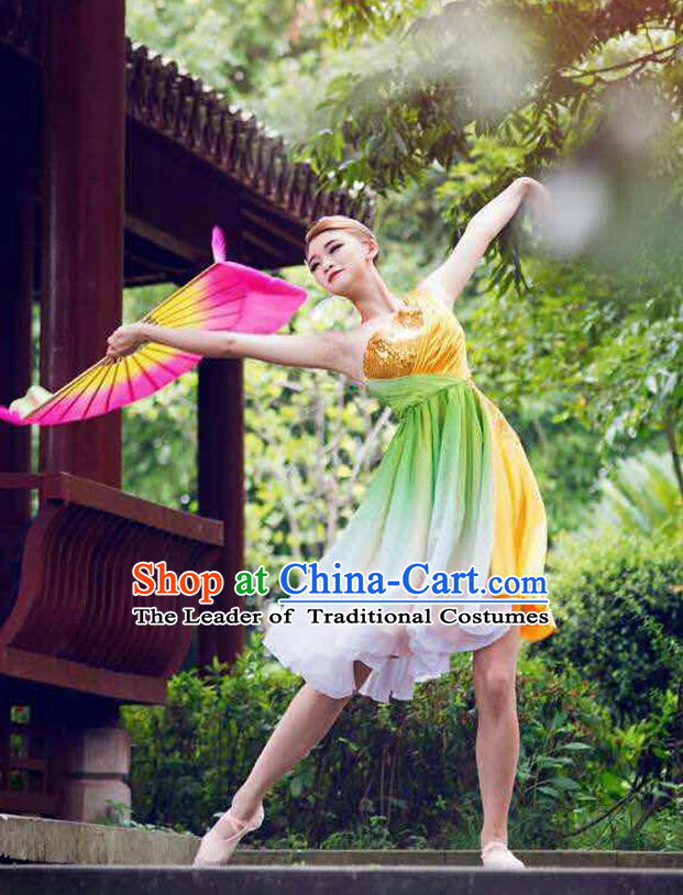 Traditional Chinese Modern Dancing Costume, Women Opening Classic Chorus Singing Group Latin Dance Paillette Costume, Modern Dance Dress for Women