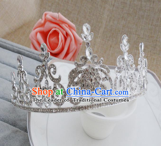 Top Grade Handmade Classical Hair Accessories, Children Baroque Style Crystal Royal Crown Princess Wedding Hair Jewellery Hair Clasp for Kids Girls