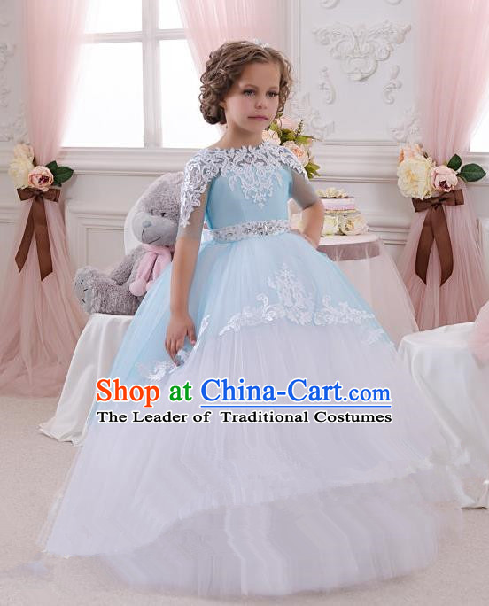 Top Grade Professional Compere Performance Catwalks Costume, Children Chorus Singing Group Baby Princess Layered Dress Full Dress Modern Dance Bubble Dress for Girls Kids