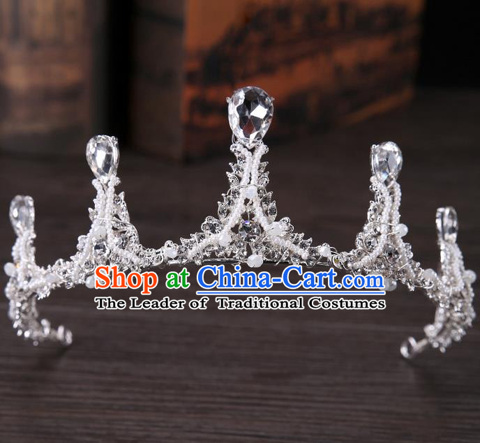 Top Grade Handmade Classical Hair Accessories, Children Baroque Style Crystal Baby Princess Royal Crown Hair Clasp Jewellery for Kids Girls