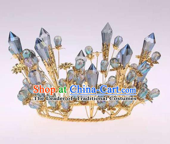 Top Grade Handmade Classical Hair Accessories, Children Baroque Style Crystal Queen Wedding Royal Crown Hair Jewellery Hair Clasp for Kids Girls