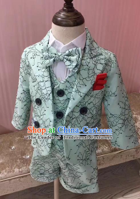 Top Grade Compere Professional Performance Catwalks Blazer Costume Complete Set, Children Chorus Suits Modern Dance Modern Fancywork Little Gentleman Clothing for Boys Kids