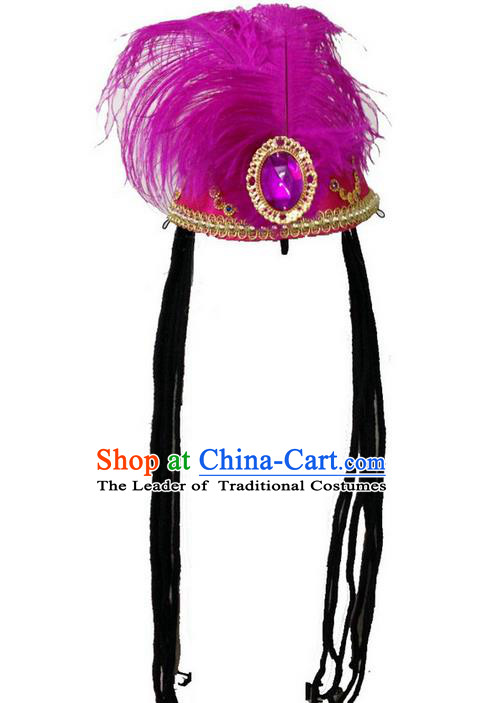 Traditional Chinese Uyghur Nationality Dance Headwear, Chinese Uigurian Minority Nationality Folk Dancing Hat for Women