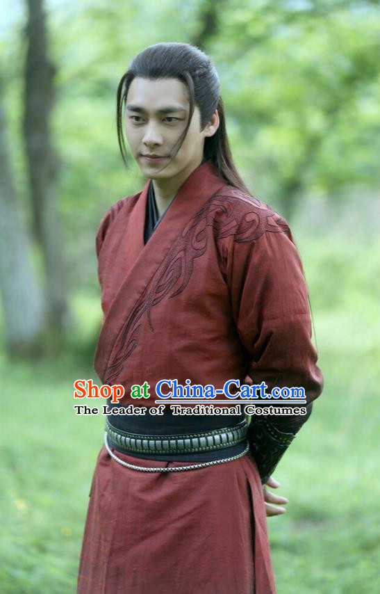 Traditional Ancient Chinese Elegant Swordsman Costume, Chinese Jiang hu Taoist Knight-errant Dress, Cosplay Chinese Television Drama Jade Dynasty Qing Yun Faction Childe Hanfu Embroidery Clothing for Men