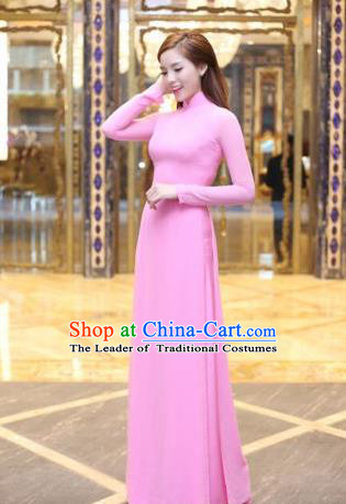 Top Grade Asian Vietnamese Traditional Dress, Vietnam Bride Ao Dai Dress, Vietnam Princess Wedding Pink Dress Cheongsam Clothing for Women