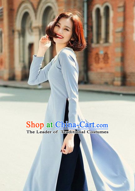 Top Grade Asian Vietnamese Traditional Dress, Vietnam National Farmwife Ao Dai Dress, Vietnam Ao Dai Cheongsam Dress Clothing for Woman