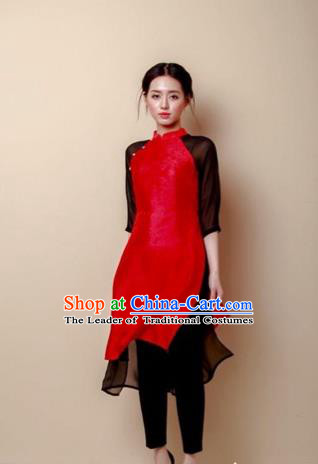 Traditional Top Grade Asian Vietnamese Costumes Dance Dress, Vietnam National Female Handmade Wedding Bride Red Ao Dai Dress Cheongsam Clothing for Women