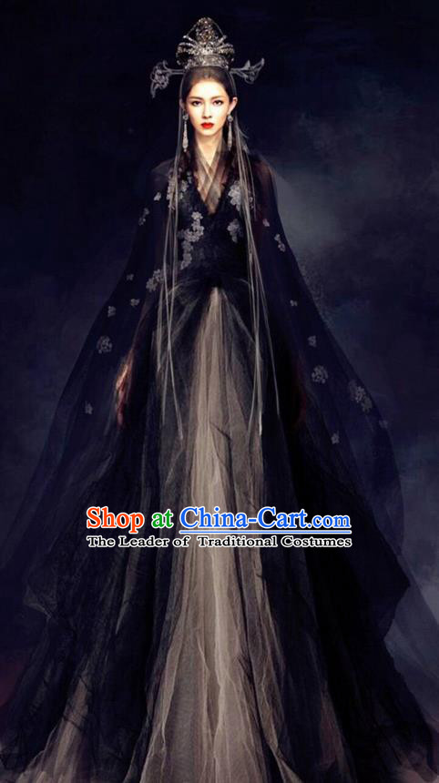 Traditional Chinese Ancient Shang Dynasty Imperial Empress Su Daji Costume and Headwear, China Mythology Television Zhao Ge Ancient Queen Clothing Complete Set for Women