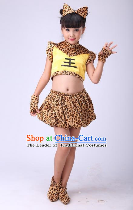 Top Grade Professional Performance Modern Dance Costume, Children Cosplay Tiger Dance Uniforms for Girls