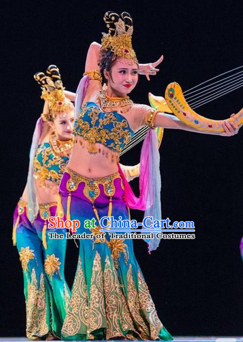 Traditional Chinese Ancient Palace Lady Dance Costume, Flying Dance Water Sleeve Clothing, Umbrella Dance Peri Dress for Women