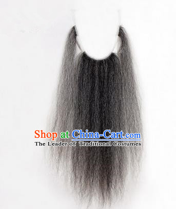 Chinese Ancient Opera Old Men Long Wig Beard, Traditional Chinese Beijing Opera Props Laosheng-role Grey Mustache