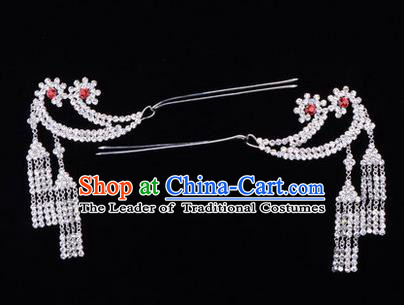 Chinese Ancient Peking Opera Hair Accessories Young Lady Headwear, Traditional Chinese Beijing Opera Head Ornaments Hua Tan Crystal Hairpins