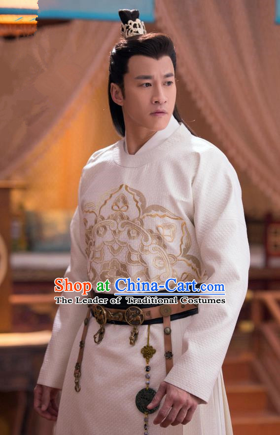 Traditional Chinese Song Dynasty Prince Dandies Costume and Handmade Headpiece Complete Set, China Ancient Nobility Childe Clothing for Men