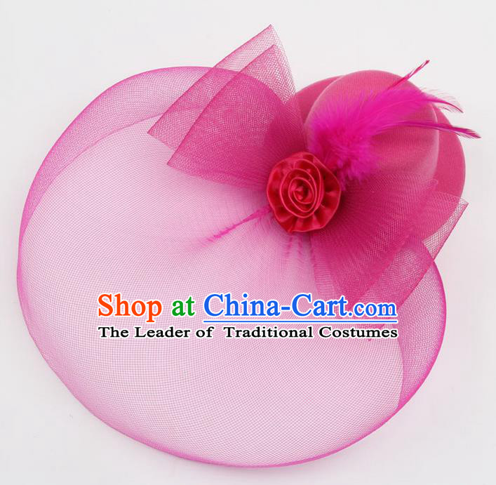 Top Modern Dance Hair Accessories, Female Rose Veil Top Hat Ornament Headband for Women