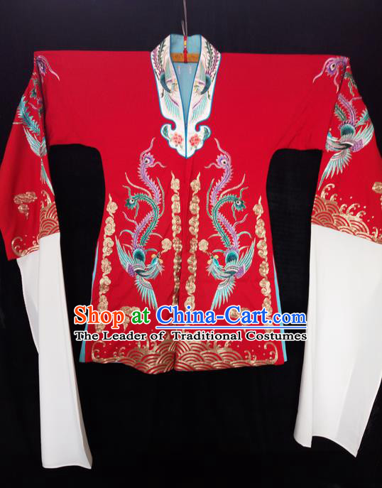 Traditional Chinese Peking Opera Costumes Wedding Bride Blouse, China Beijing Opera High-grade Silk Embroidered Phoenix Wearing for Women