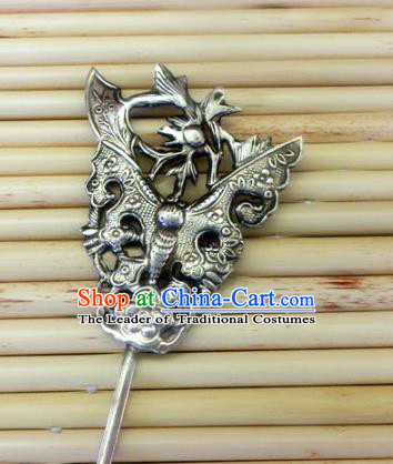 Traditional Chinese Ancient Classical Handmade Hair Accessories Hanfu Headwear Palace Silver Hairpin for Women