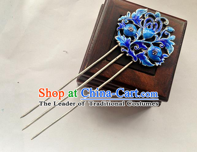 Traditional Handmade Chinese Ancient Classical Hair Accessories Barrettes Hairpins, Pure Sliver Blueing Step Shake Hair Sticks for Women