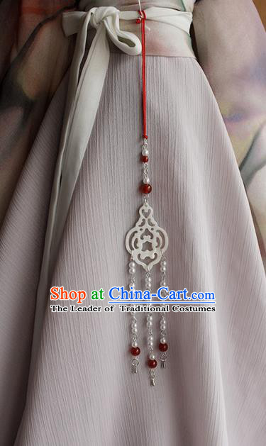 Top Grade Traditional China Ancient Palace Jade Pendant, China Ancient Swordsman Tassel Waist Pendant