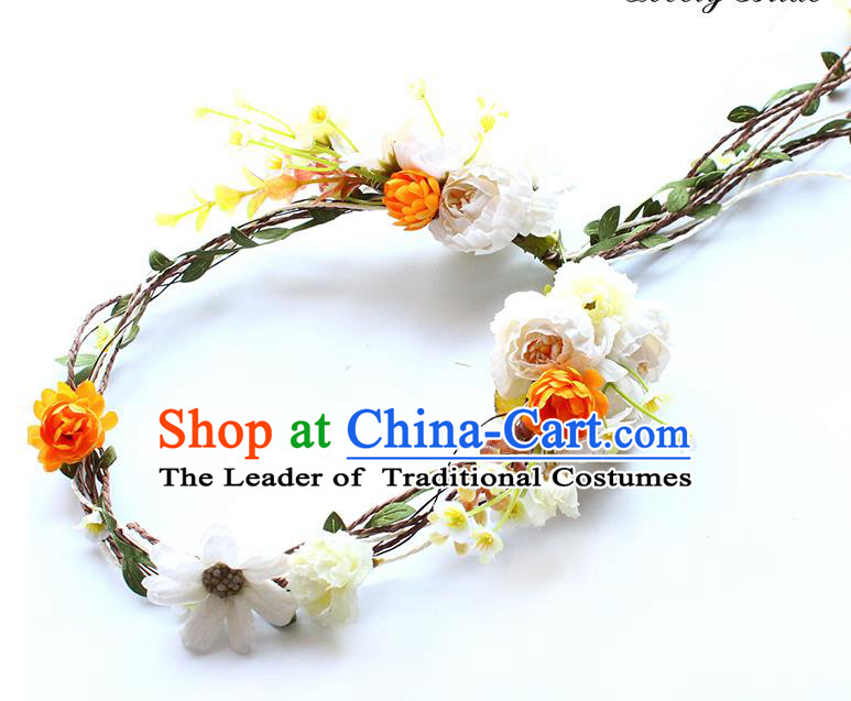 Top Grade Handmade Wedding Bride Hair Accessories Headband, Traditional Princess Flowers Hair Clasp Wedding Headwear for Women