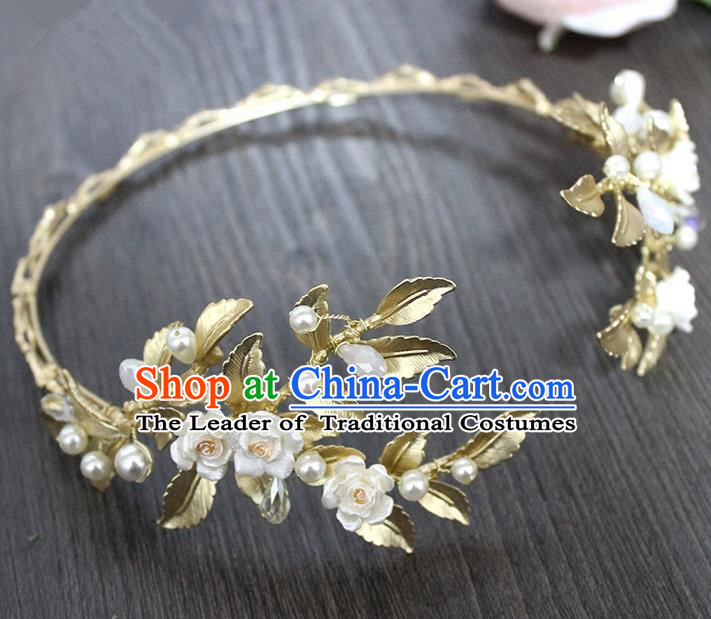 Top Grade Handmade Wedding Bride Hair Accessories Headpiece, Traditional Princess Wedding Ceramic Vase Headwear Hair Clasp for Women