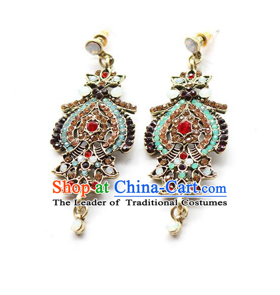 Top Grade Handmade Wedding Bride Vintage Earrings, Traditional Princess Baroque Wedding Accessories Eardrop for Women