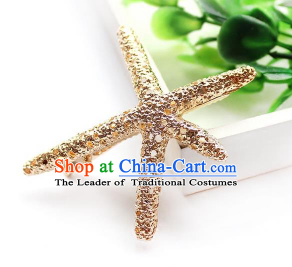 Top Grade Handmade Wedding Bride Hair Accessories Starfish Headwear, Traditional Princess Baroque Hair Claw Wedding Headpiece for Women