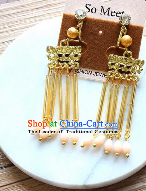 Top Grade Handmade China Wedding Bride Accessories Pearl Earrings, Traditional Princess Wedding Tassel Earbob Jewelry for Women