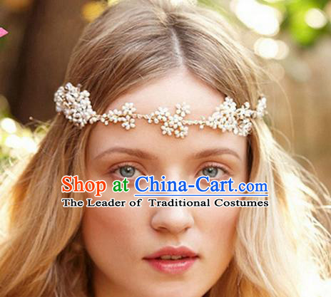 Top Grade Handmade Wedding Bride Hair Accessories Pearl Hair Clasp, Traditional Princess Baroque Headband Headpiece for Women