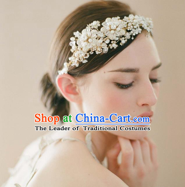 Top Grade Handmade Wedding Bride Hair Accessories Crystal Headwear, Traditional Princess Baroque Hair Stick Headpiece Pearl Hair Clips for Women