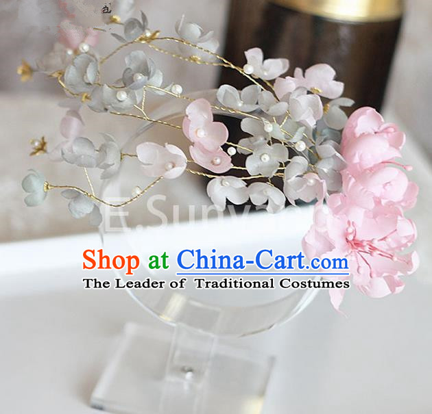 Top Grade Handmade Wedding Bride Hair Accessories Pink Flower Hair Stick, Traditional Princess Baroque Hair Clips Headpiece for Women