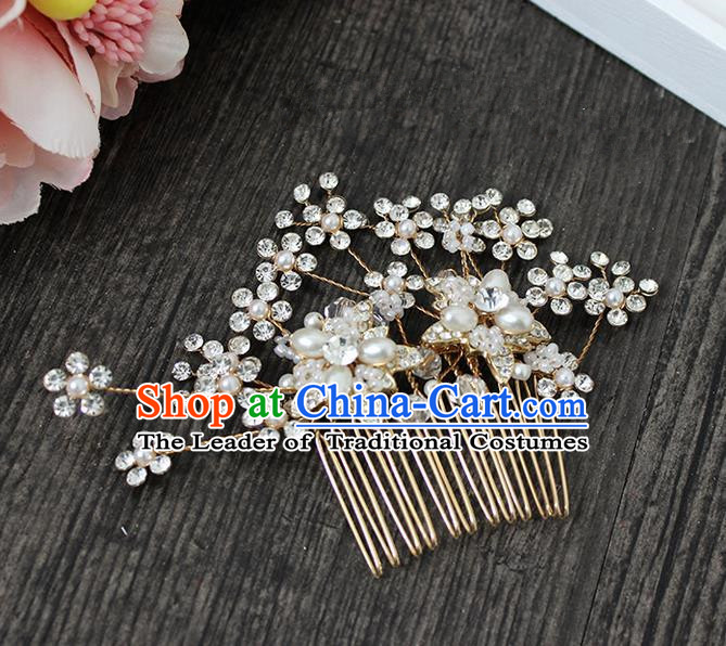 Top Grade Handmade Wedding Bride Hair Accessories Crystal Headwear, Traditional Princess Baroque Hair Combs Headpiece Hair Clips for Women