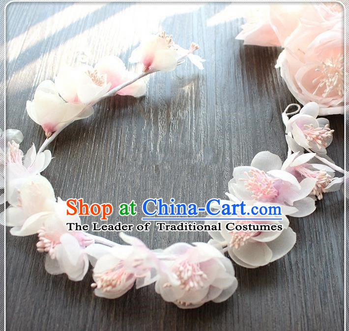 Top Grade Handmade Wedding Bride Hair Accessories Pink Flower Hair Clasp, Traditional Princess Baroque Hair Stick Headpiece Hairpins for Women