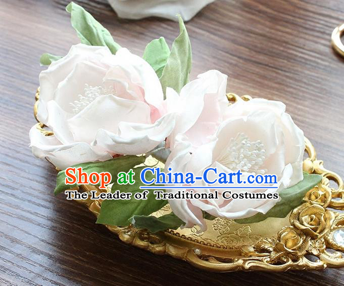 Top Grade Handmade Wedding Bride Hair Accessories Flowers Hair Claw, Traditional Princess Baroque Flowers Hairpins Headpiece for Women