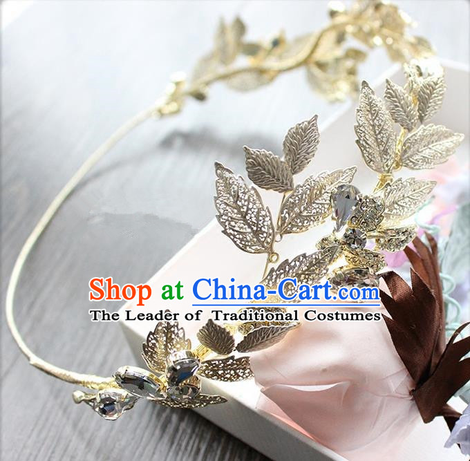 Top Grade Handmade Wedding Bride Hair Accessories Olive Branch Hair Clasp, Traditional Princess Baroque Headband Headpiece for Women