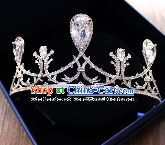 Top Grade Handmade Wedding Hair Accessories Bride Vintage Crown, Traditional Baroque Queen Crystal Royal Crown Wedding Headwear for Women