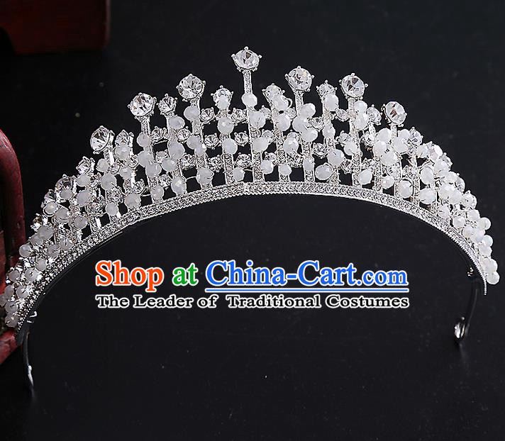 Top Grade Handmade Wedding Hair Accessories Bride Princess Crystal Imperial Crown, Traditional Baroque Queen Retro Royal Crown Wedding Headwear for Women