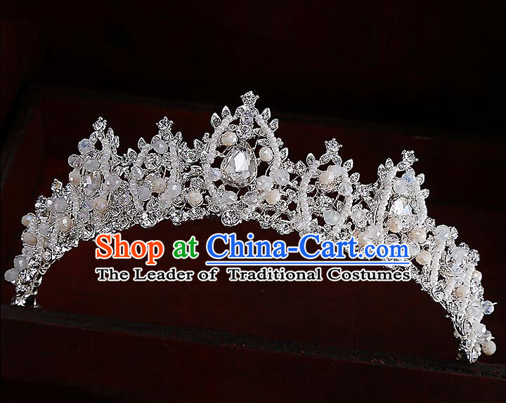 Top Grade Handmade Wedding Hair Accessories Bride Princess Crystal Imperial Crown, Traditional Baroque Royal Crown Wedding Headwear for Women