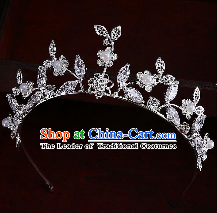 Top Grade Handmade Wedding Hair Accessories Bride Princess Imperial Crown, Traditional Baroque Crystal Royal Crown Wedding Headwear for Women